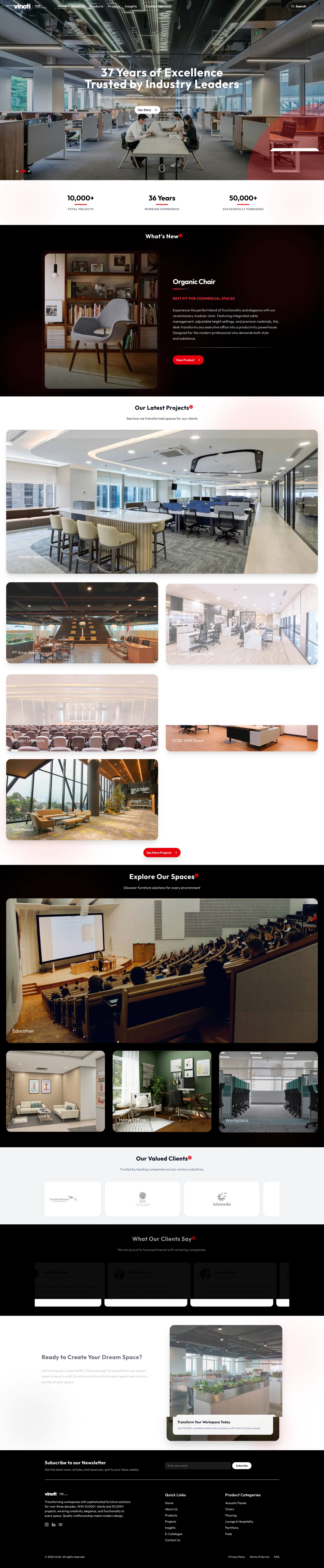 portfolio popout.id web development agency jakarta client Vinoti: Premium Furniture E-Commerce Platform Built with Modern Technology